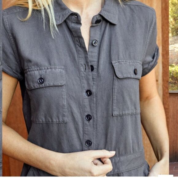 OUTERKNOWN Dark Gray S.E.A Jumpsuit M New Utility Inspired Organic Cotton Linen - Picture 11 of 13
